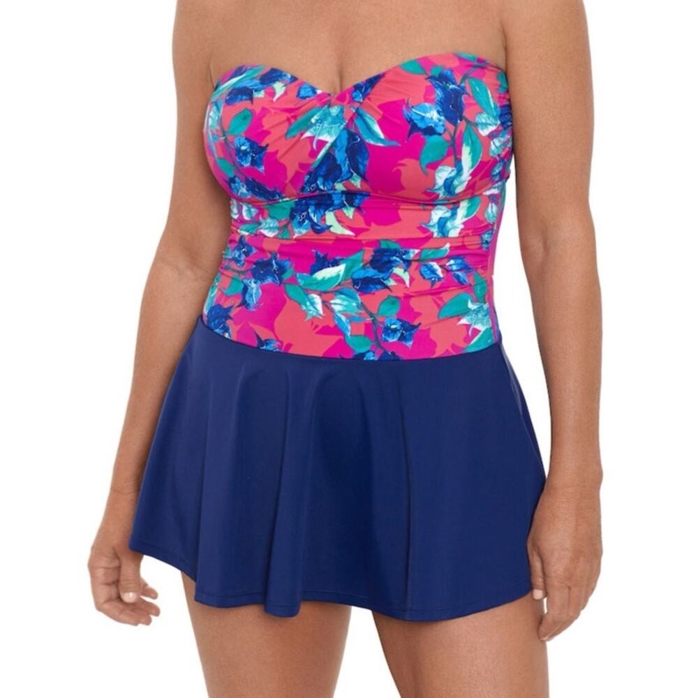 Bal Harbour Women's 10 Swim Dress One Piece Bathing Suit Ruched Strapless